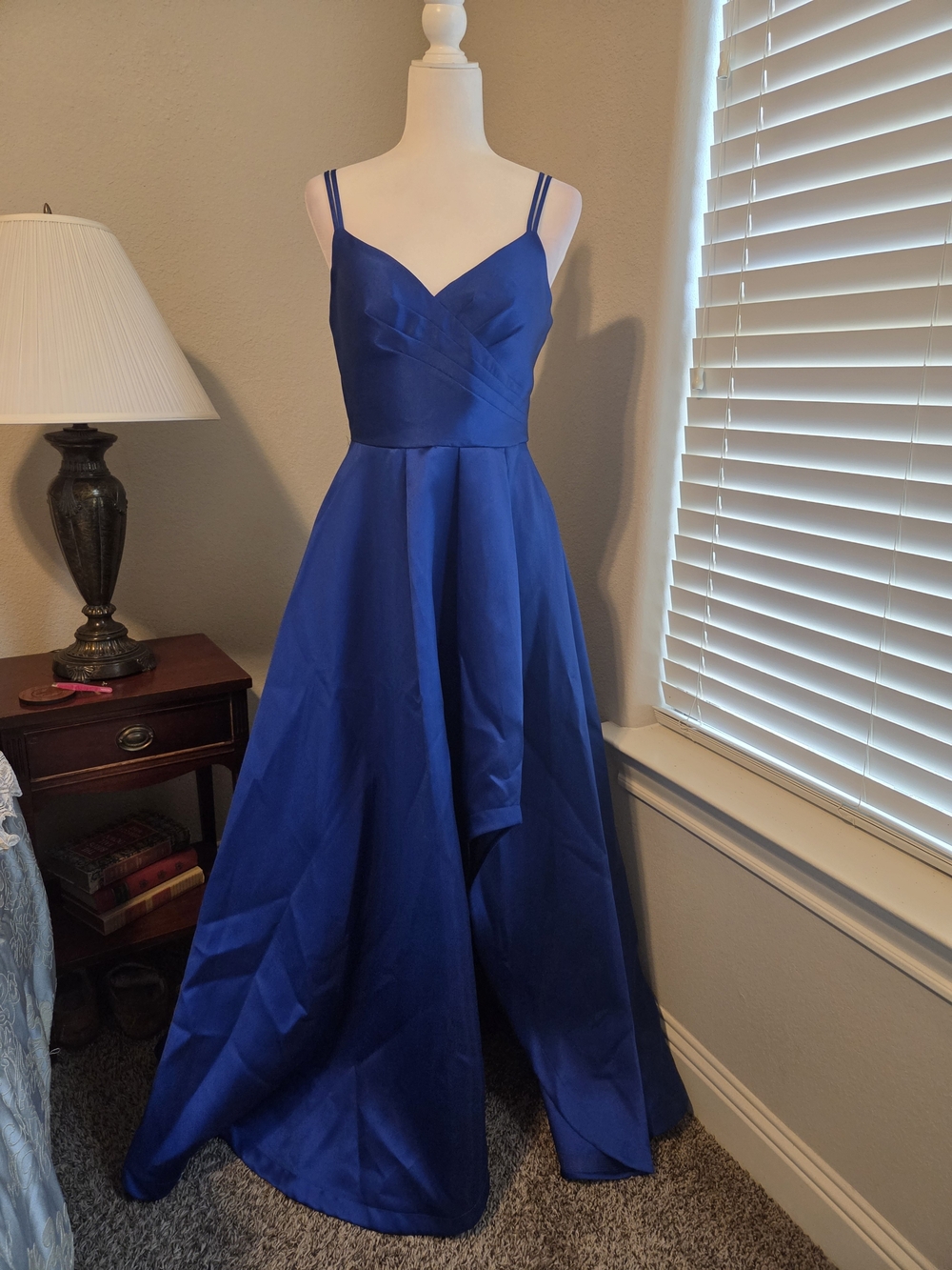 My Michelle Royal Blue Double-Spaghetti Strap Prom Gown